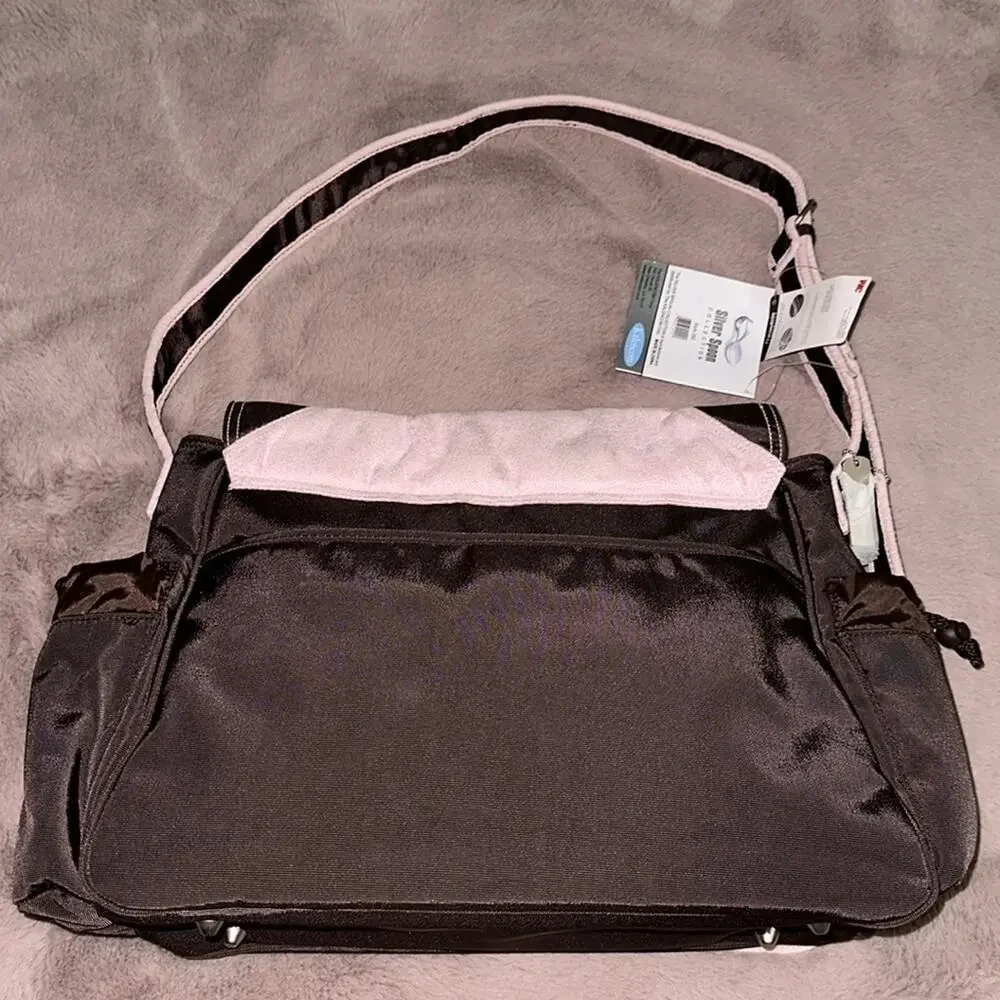 NWT Kalencom Silver Spoon Hannah's Messenger Diaper Bag Pink and Brown